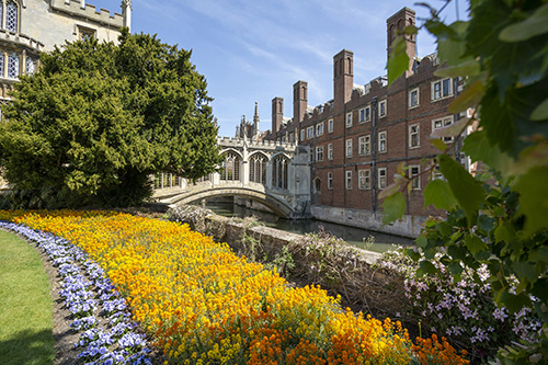 Looking towards the Bridge of Sighs at St John's College, Cambridge