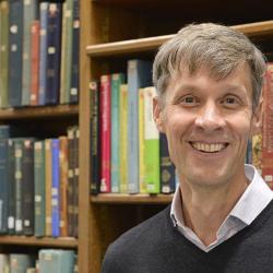 Professor Julian Hibberd in the Plant Sciences library