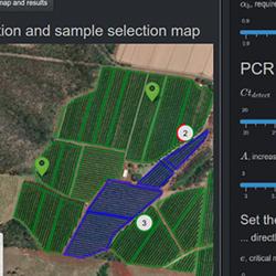 Screenshot of the app screen that enables Avocado farmers to find the most efficient sampling method for their orchard